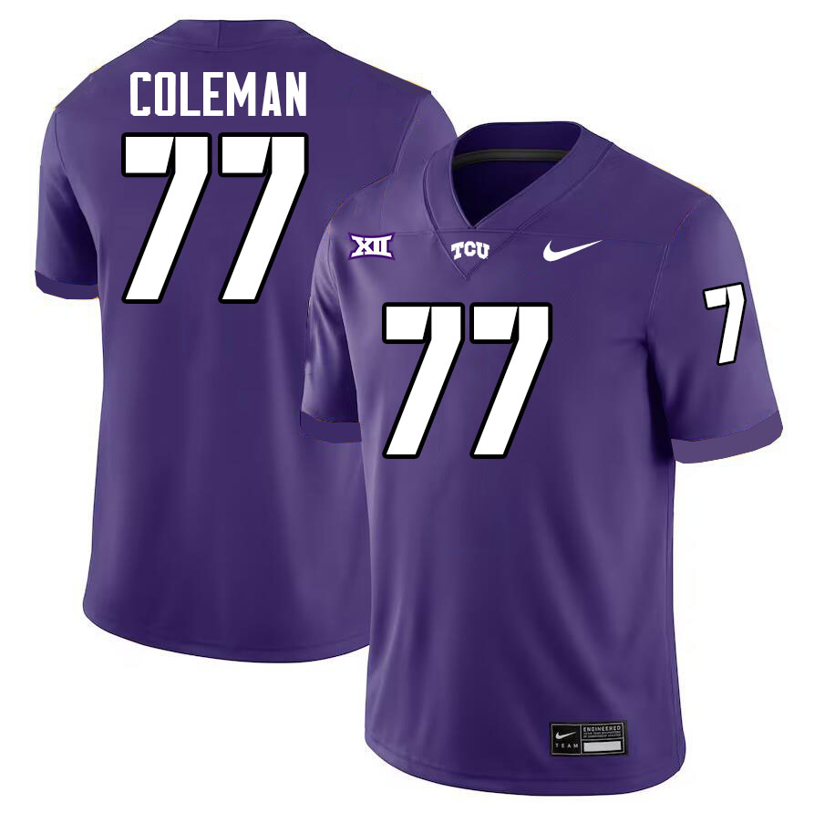 #77 Brandon Coleman TCU Jersey,Texas Christian University Horned Frogs Football Jersey-Purple